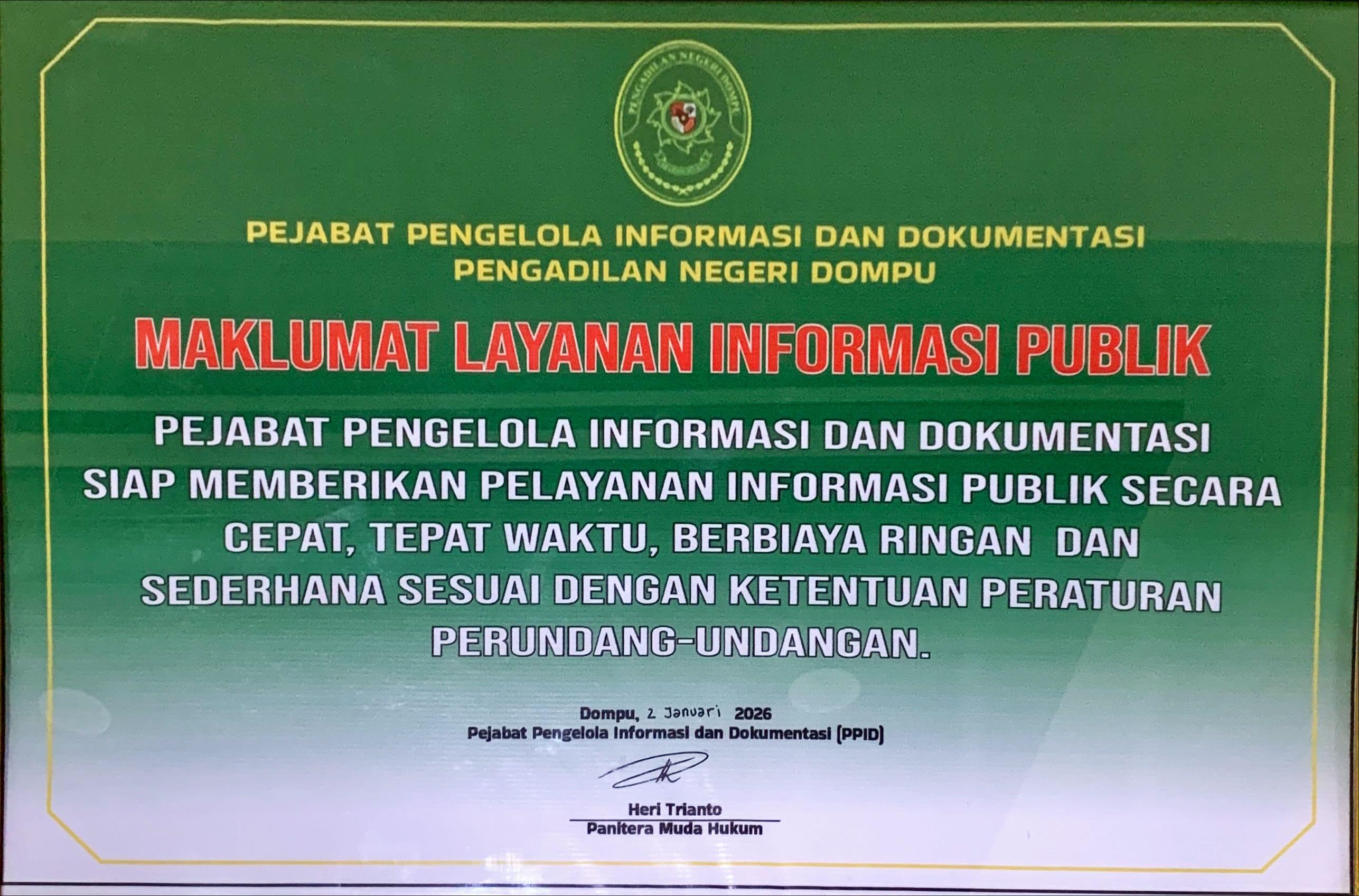 MAKLUMAT PELAYANAN INFORMASI PUBLIK 2026
